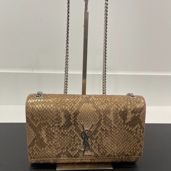 Saint Laurent Gold/Beige Python Kate Medium Shoulder Bag (JB1323) - Picture 1 of 13